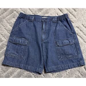 Men's Savane Jean Cargo Safari Shorts Elastic Waistband 100% Cotton Sz 36